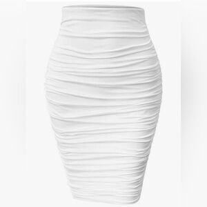 YMDUCH Women's Sexy Ruched Bodycon Elasticity Tight Casual Club Pencil Skirt L